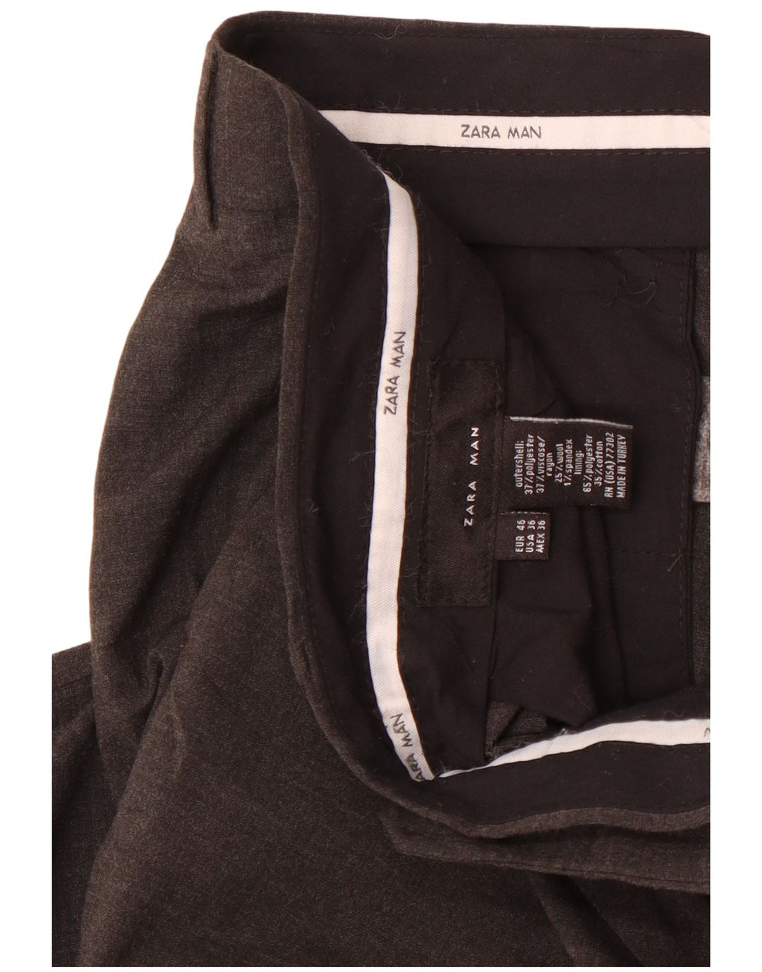 Pantaloni de costum drepți pentru bărbați Zara EU 46 XL W36 L29 Gri Poliester