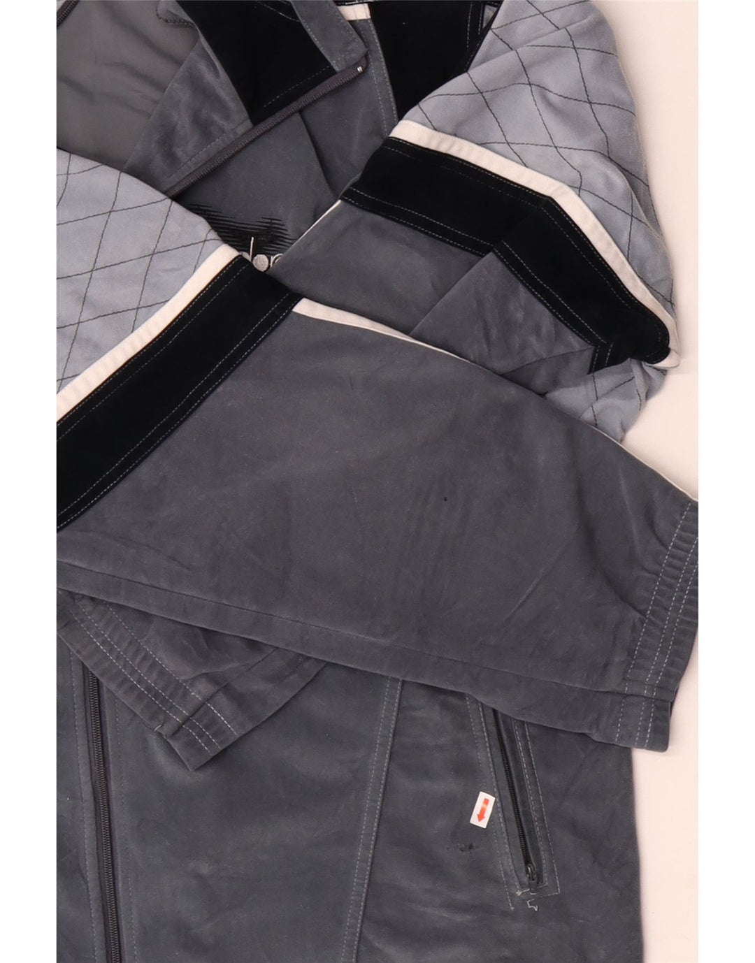 Jachetă de trening din velur grafic DIADORA pentru bărbați UK 46 XL Gri Colorblock