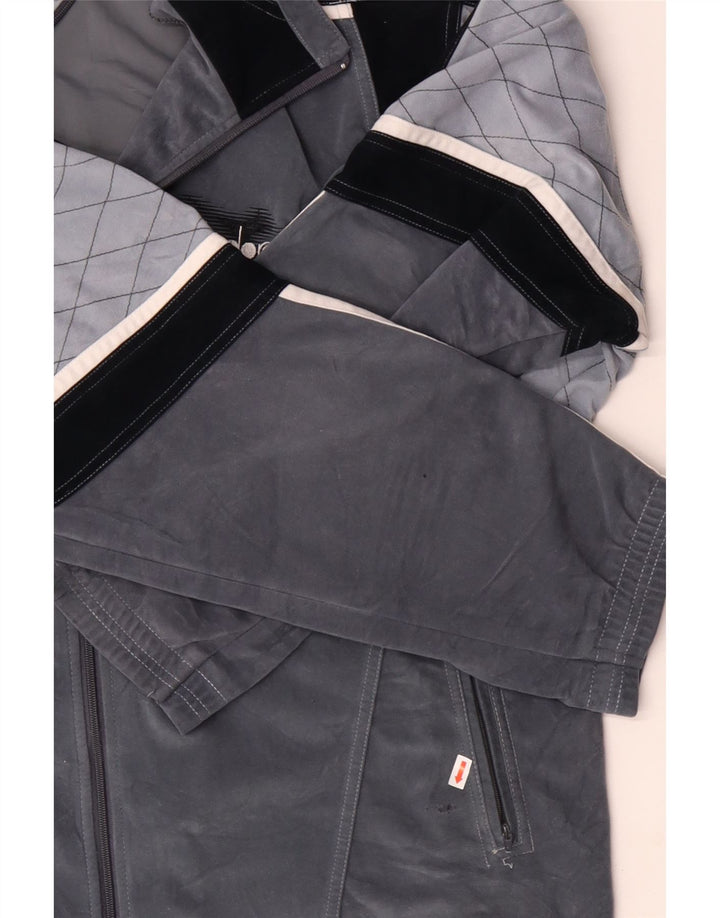 Jachetă de trening din velur grafic DIADORA pentru bărbați UK 46 XL Gri Colorblock