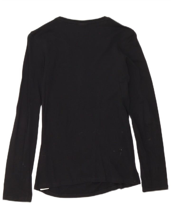 Diesel Womens Graphic Top Long Sleeve UK 8 Small Black Cotton