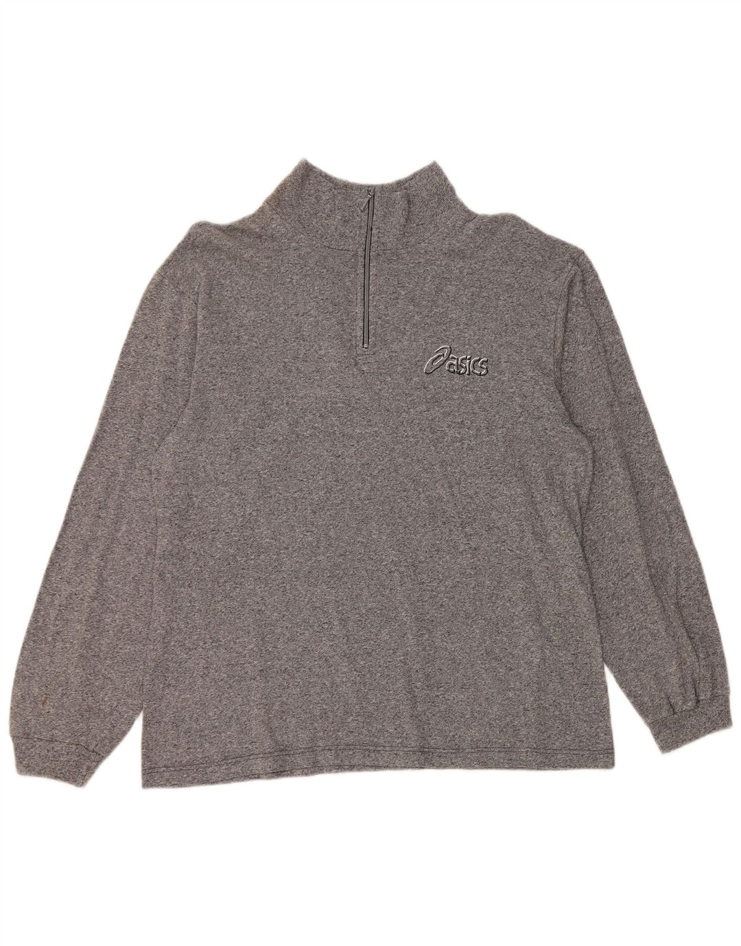 Pulover Asics pentru bărbați, cu fermoar, cu gât, bumbac cu pete, gri mediu