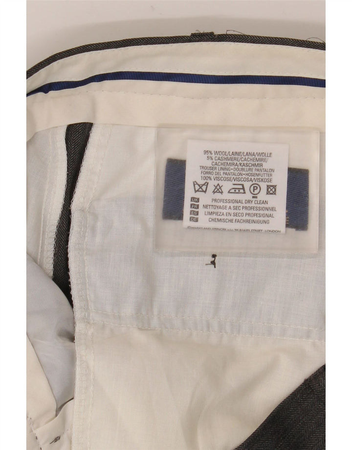 Pantaloni de costum drepți pentru bărbați Marks & Spencer, L36 L31, lână gri Herringbone