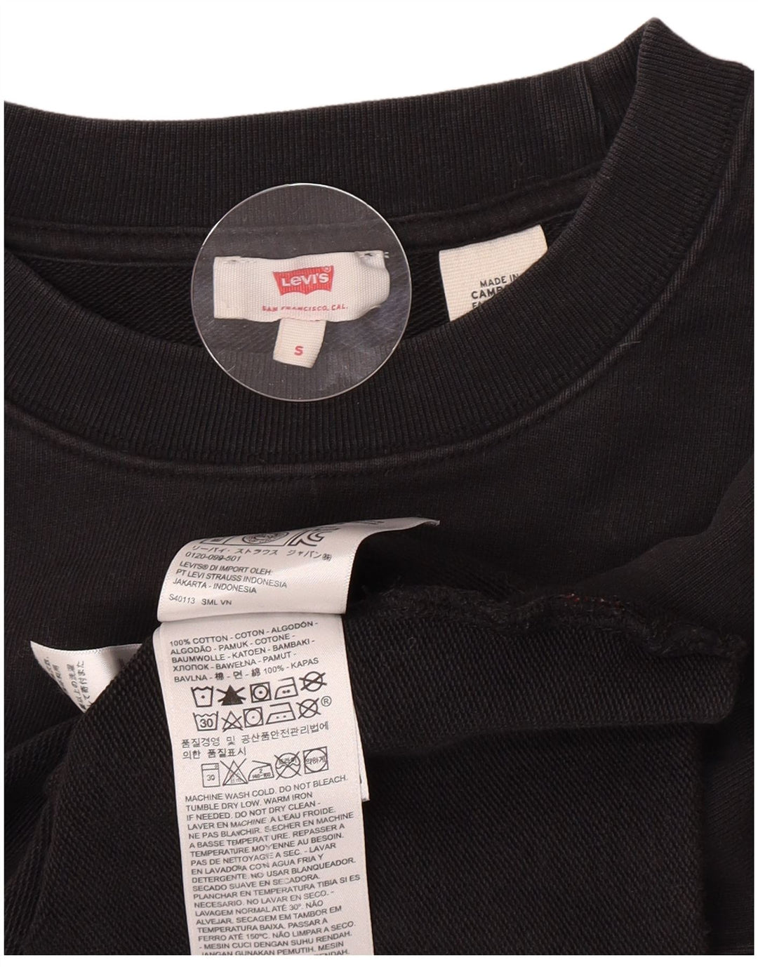 Levi's Pulover supradimensionat cu grafic pentru femei UK 10 Bumbac negru mic