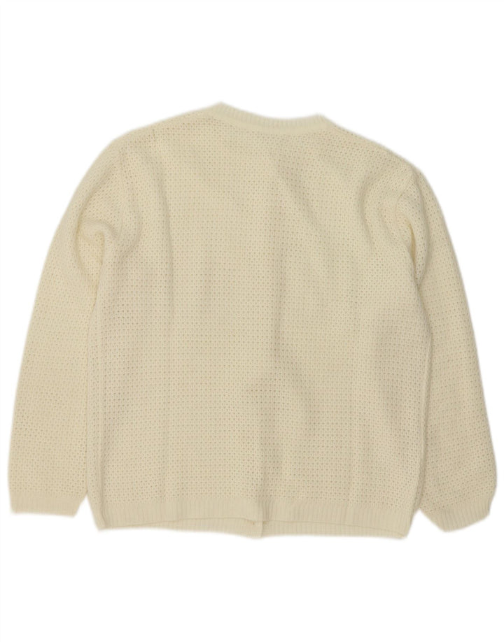 Pulover cardigan vintage pentru femei UK 14 Medium White