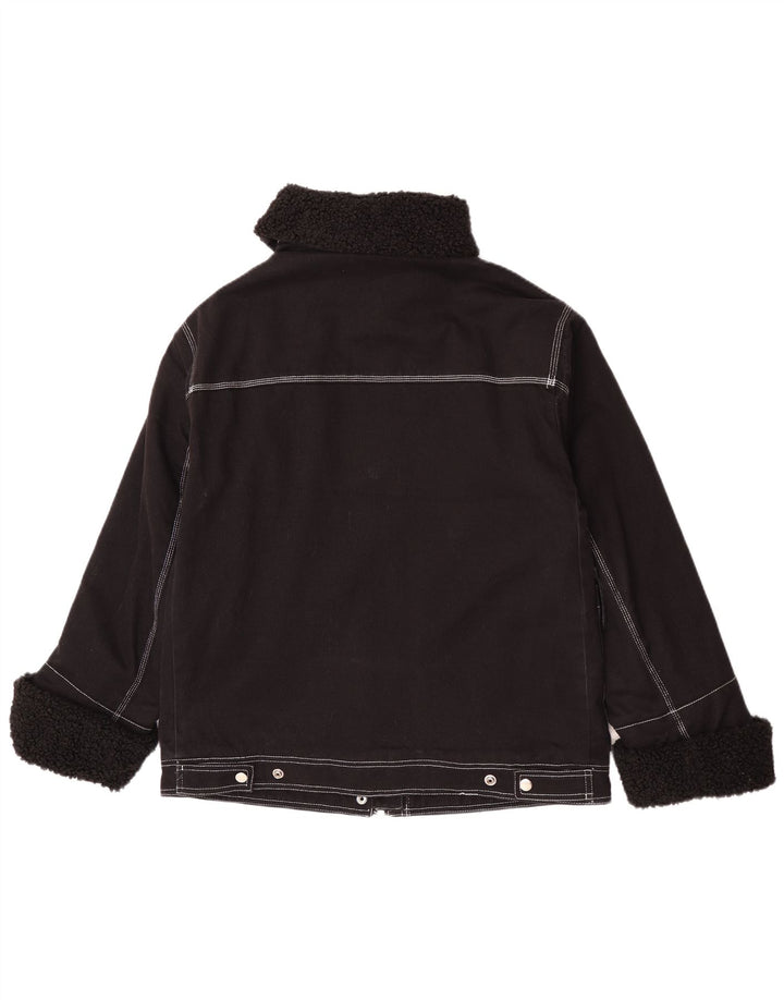 Jachetă Sherpa supradimensionată pentru femei Topshop UK 8, bumbac negru mic