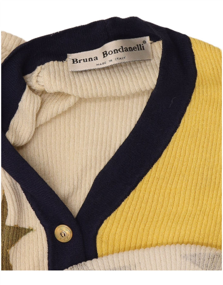 Pulover Cardigan Vintage pentru Damă Grafic UK 12 Medium Multicolor