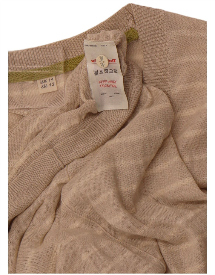 WHITE STUFF Pulover cardigan pentru femei UK 14 In mare cu dungi bej
