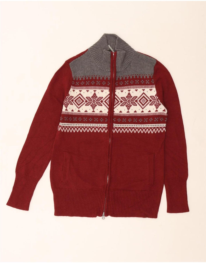 Cardigan pentru bărbați Eddie Bauer Pulover Medium Burgundy Fair Isle Bumbac Iarnă