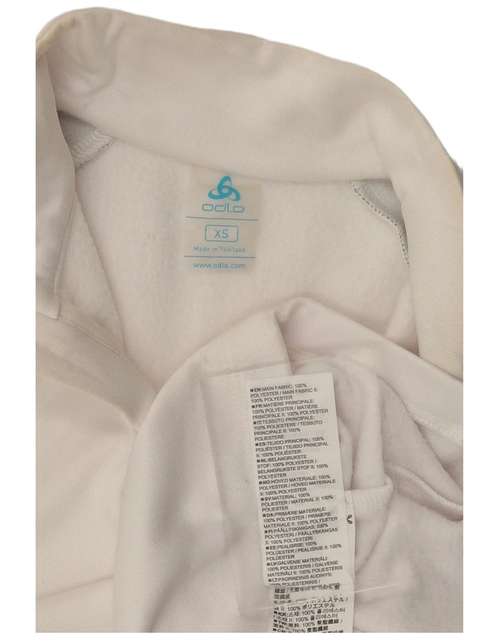 ODLO Womens Zip Neck Pullover Tracksuit Top UK 6 XS White Colourblock