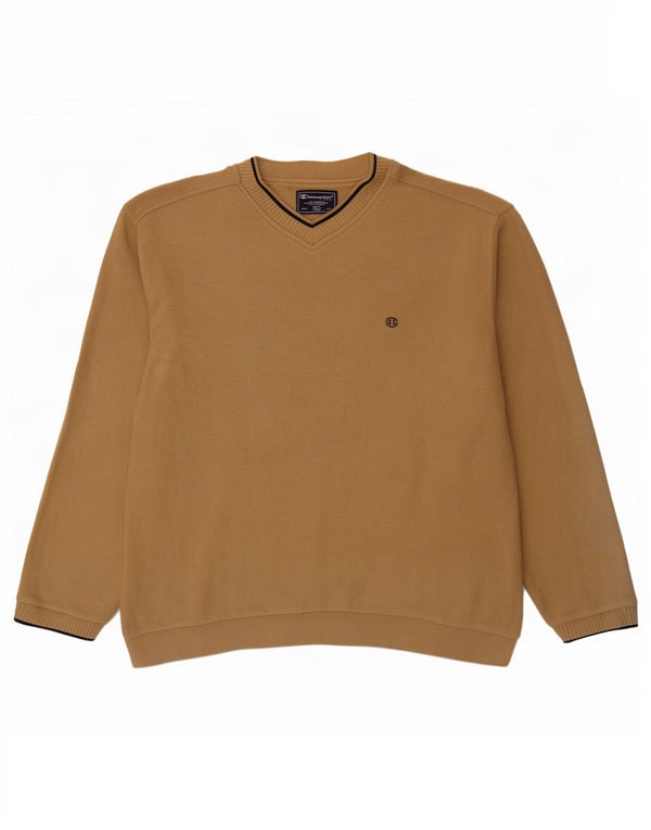 Pulover pentru bărbați Champion, cu decolteu în V, XL, bumbac, bej