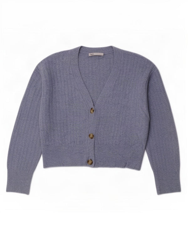 Pulover cardigan supradimensionat pentru femei Zara UK 10 Small Blue Acrylic