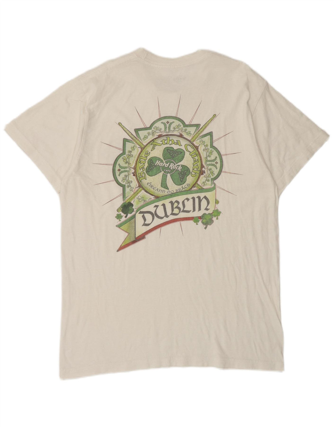 Tricou grafic Dublin pentru bărbați Hard Rock Cafe Top, mediu, alb, bumbac