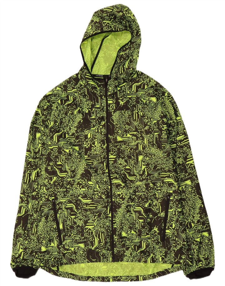 Jachetă de ploaie cu glugă pentru alergare Nike pentru bărbați UK 42 XL Poliester geometric verde
