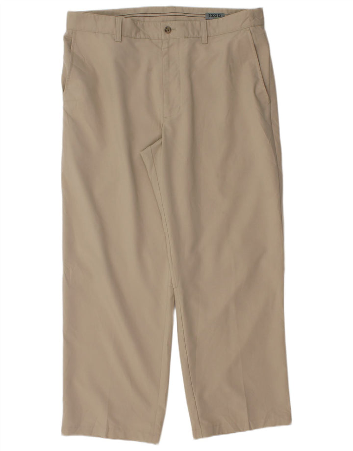 Pantaloni chino drept bărbați Izod L36 L28 poliester bej