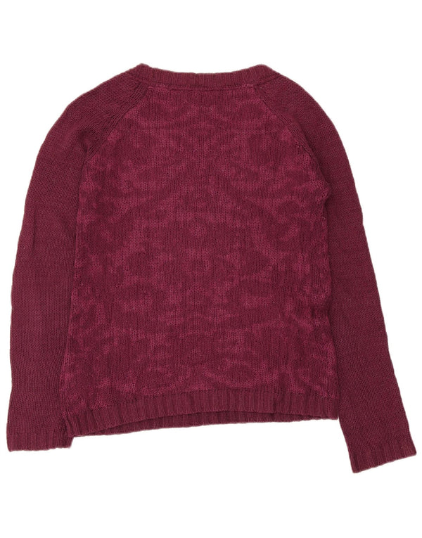 Pulover pentru femei Fat Face cu gâtul cu barca UK 8 Small Burgundy Paisley