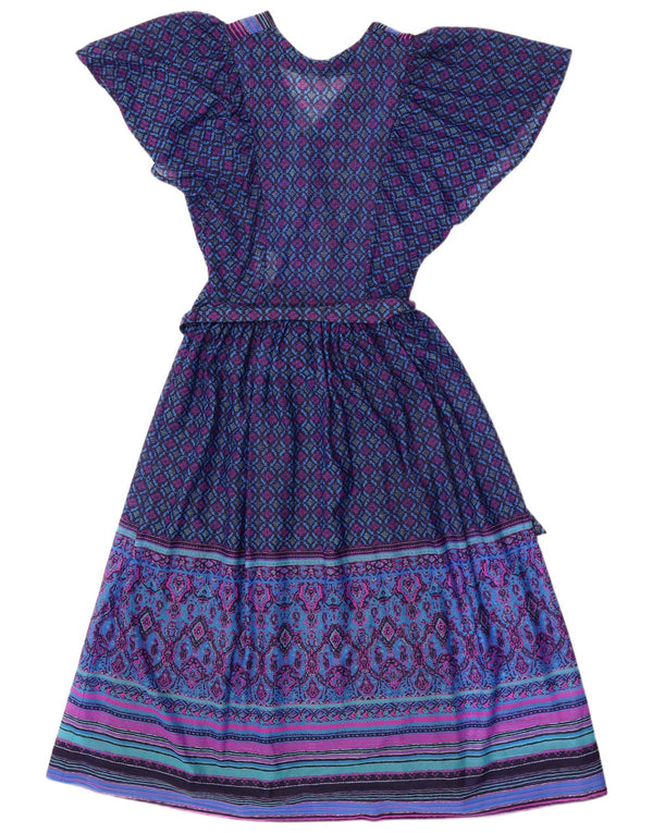 Rochie maxi vintage pentru femei UK 12 Medium Purple Fair Isle Acetat