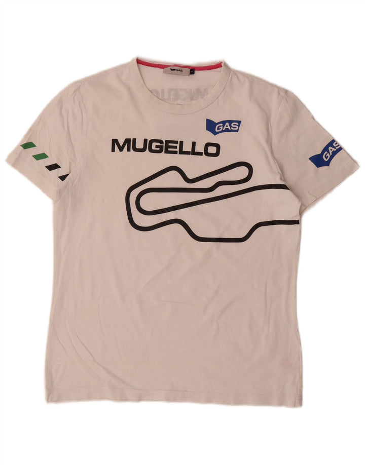 Tricou grafic pentru bărbați Gas Top mare, alb, bumbac