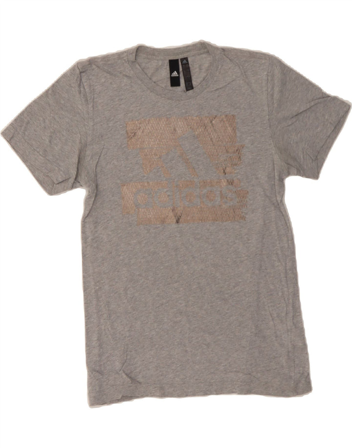 ADIDAS Mens Graphic T-Shirt Top Small Grey Cotton Vintage Adidas and Second-Hand Adidas from Messina Hembry 