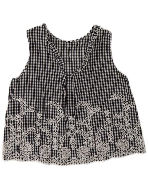 Crop top fără mâneci pentru femei Zara UK 6 XS bleumarin vichy