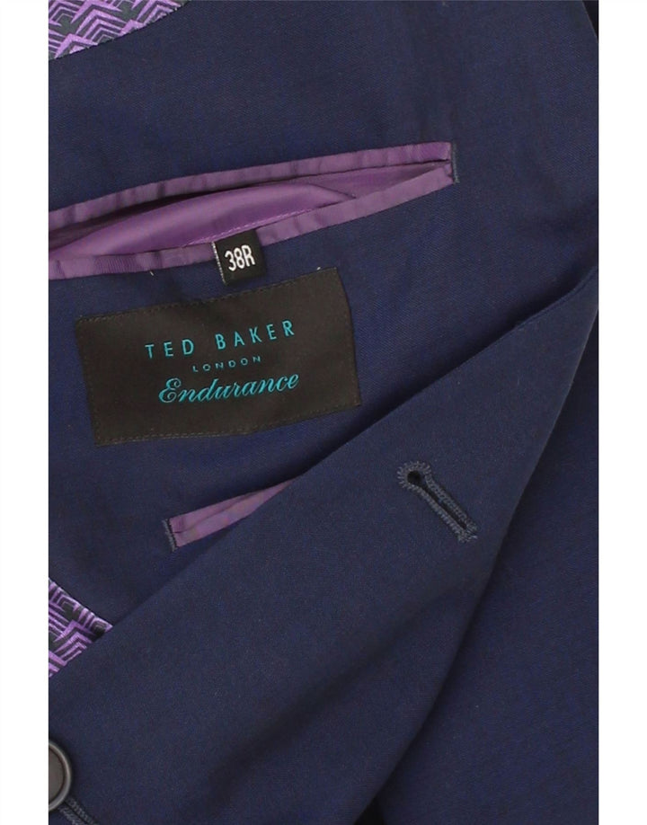 TED BAKER Mens 2 Button Blazer Jacket UK 38 Medium Navy Blue Wool Vintage Ted Baker and Second-Hand Ted Baker from Messina Hembry 