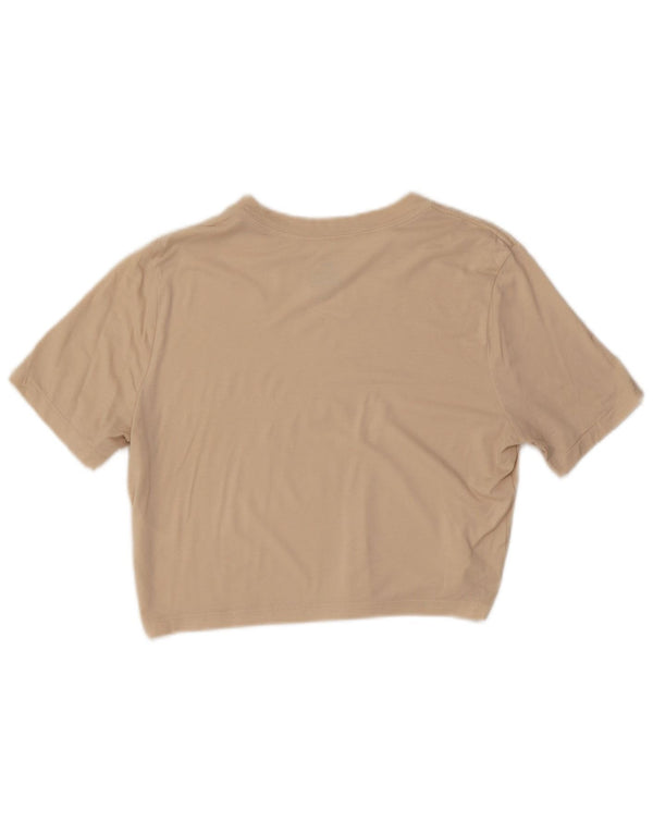 Nike Womens Crop Slim Fit T-Shirt Top UK 14 Large Beige Modal
