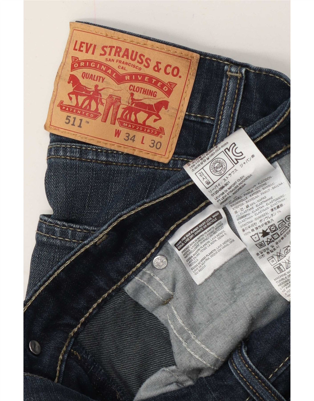 Blugi pentru bărbați Levi's 511 Slim W34 L30 Bumbac bleumarin