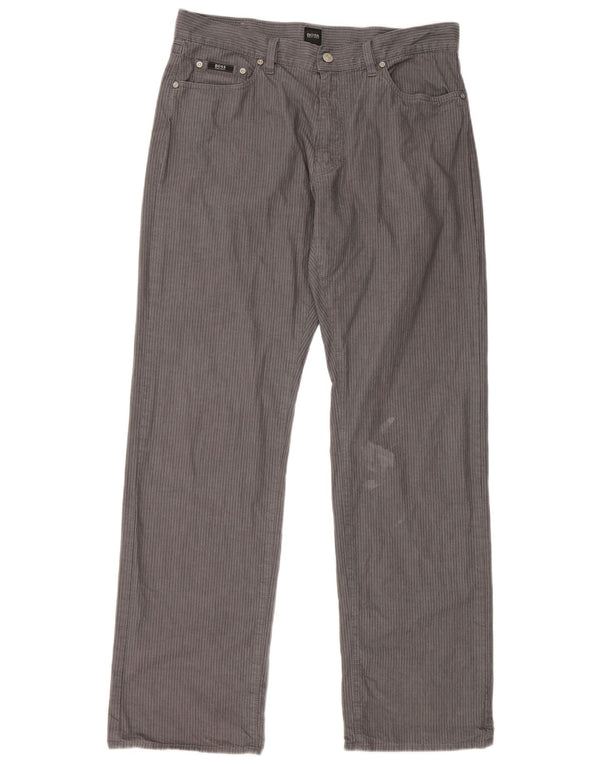 Pantaloni casual drepti pentru bărbați Hugo Boss Texas W36 L34 bumbac cu dungi gri