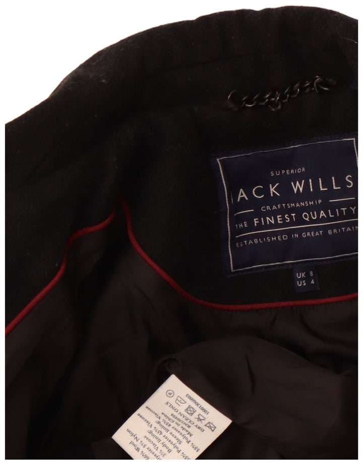 JACK WILLS Jachetă Blazer Crop pentru femei UK 8 Mic Lână neagră