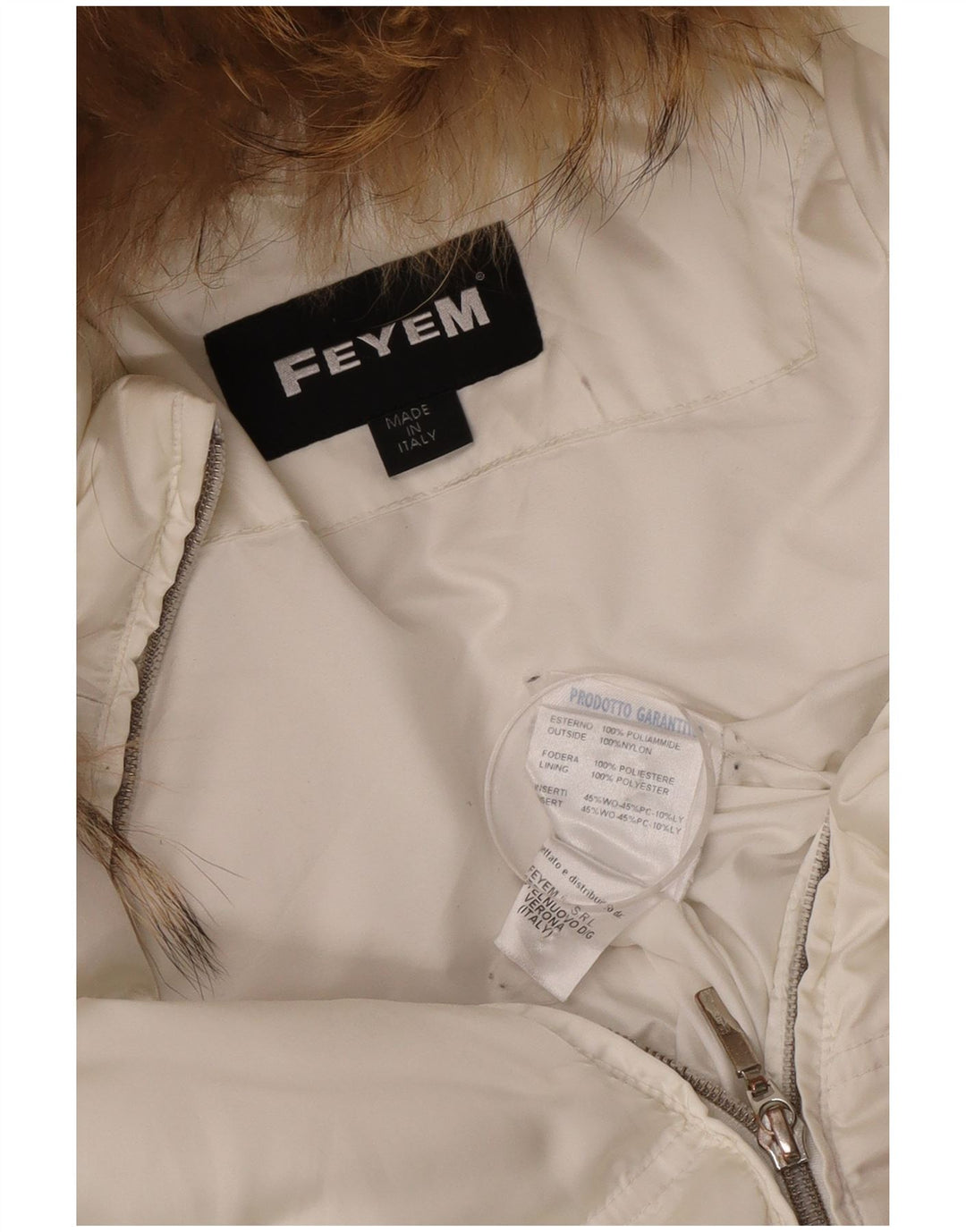 Jachetă căptușită cu glugă vintage pentru femei UK 14 Medium White Nylon