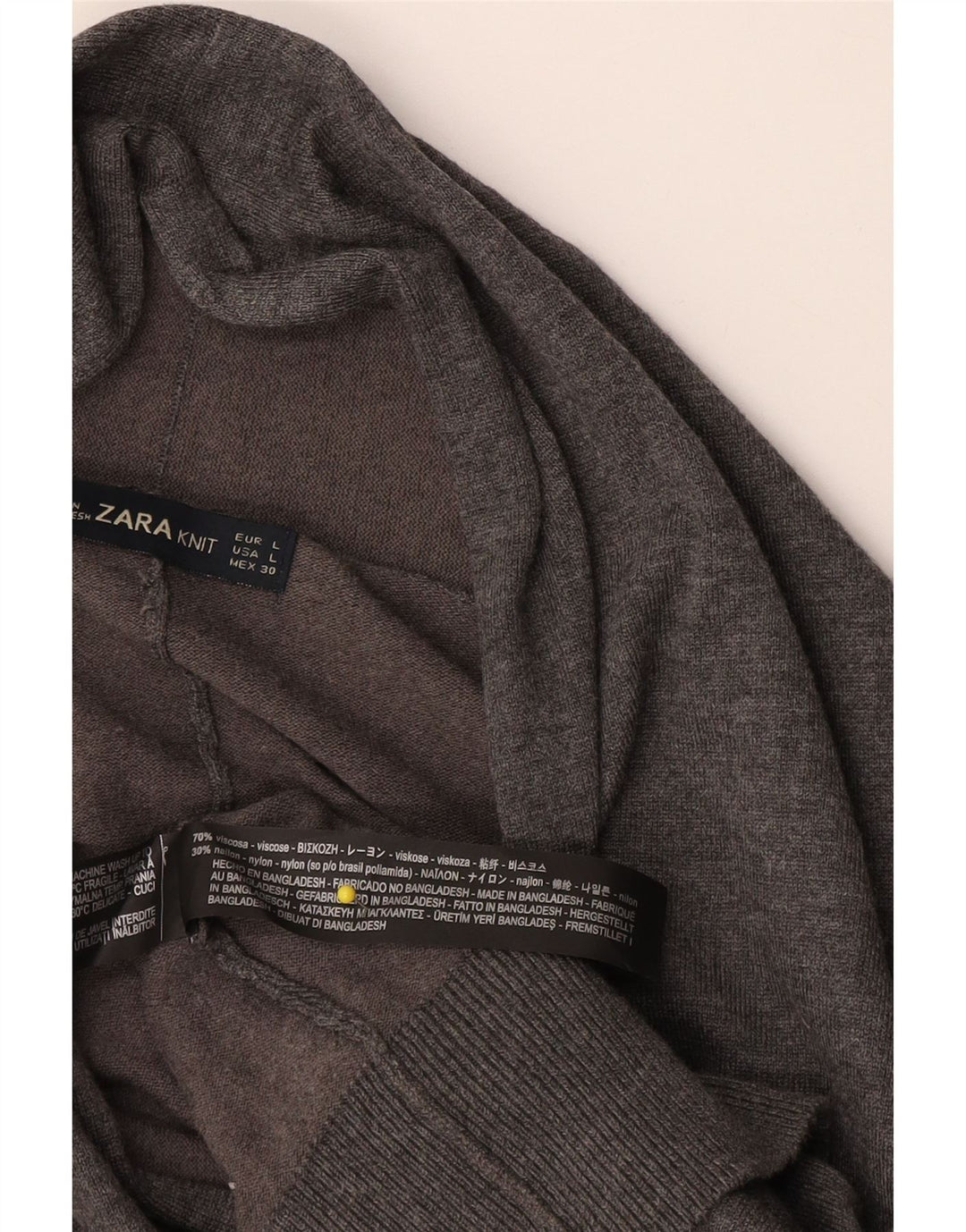 Pulover cardigan supradimensionat pentru femei Zara UK 16 mare, gri, viscoză