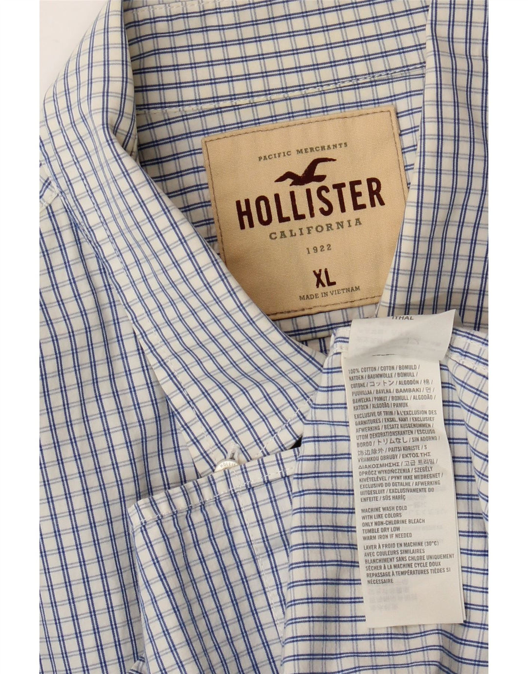 Cămașă pentru bărbați HOLLISTER XL Blue Check Bumbac