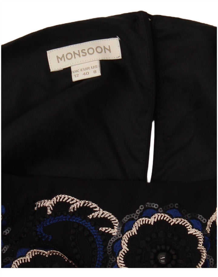 MONSOON Rochie cu mâneci 3/4 pentru femei UK 12 Medium Black Dunge