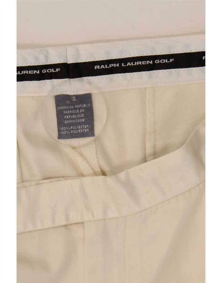 Pantaloni scurți chino pegged pentru femei Ralph Lauren US 12 Large W31 Poliester alb
