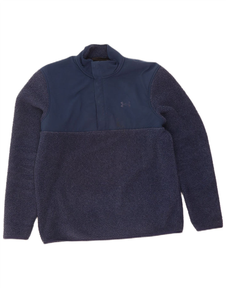 Pulover pentru bărbați Under Armour, cu gât cu nasturi, fleece, mare, albastru, poliester