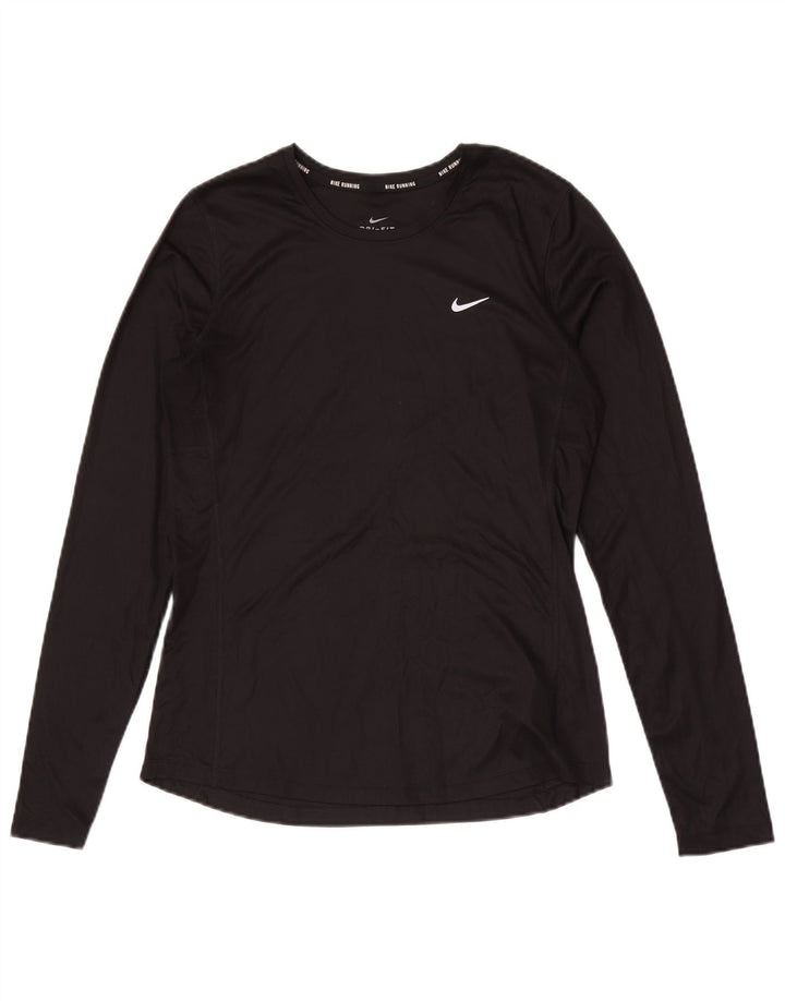 Top cu mânecă lungă pentru femei Dri Fit NIKE UK 12 Poliester mediu negru