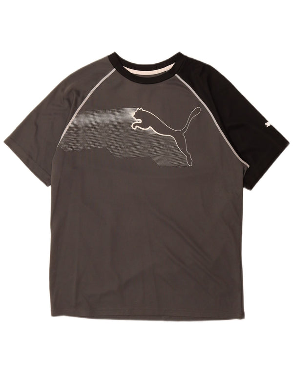 PUMA Mens Graphic T-Shirt Top Medium Grey Colourblock Polyester