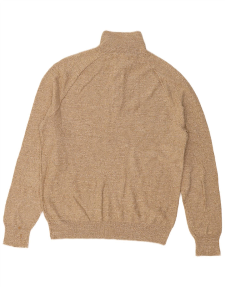 J. Crew Pulover pentru bărbați cu fermoar și gât, bumbac mic, bej