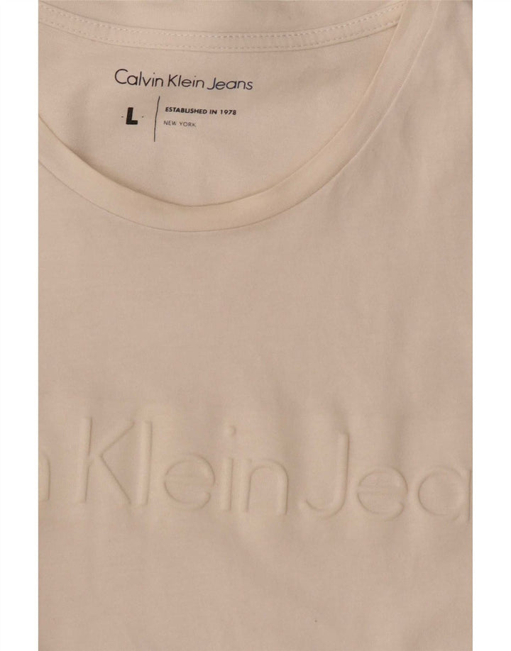 Tricou grafic pentru bărbați Calvin Klein Jeans Top Large White