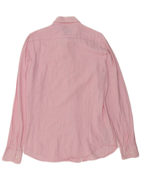 Massimo Dutti Mens Shirt Small Pink Check Cotton