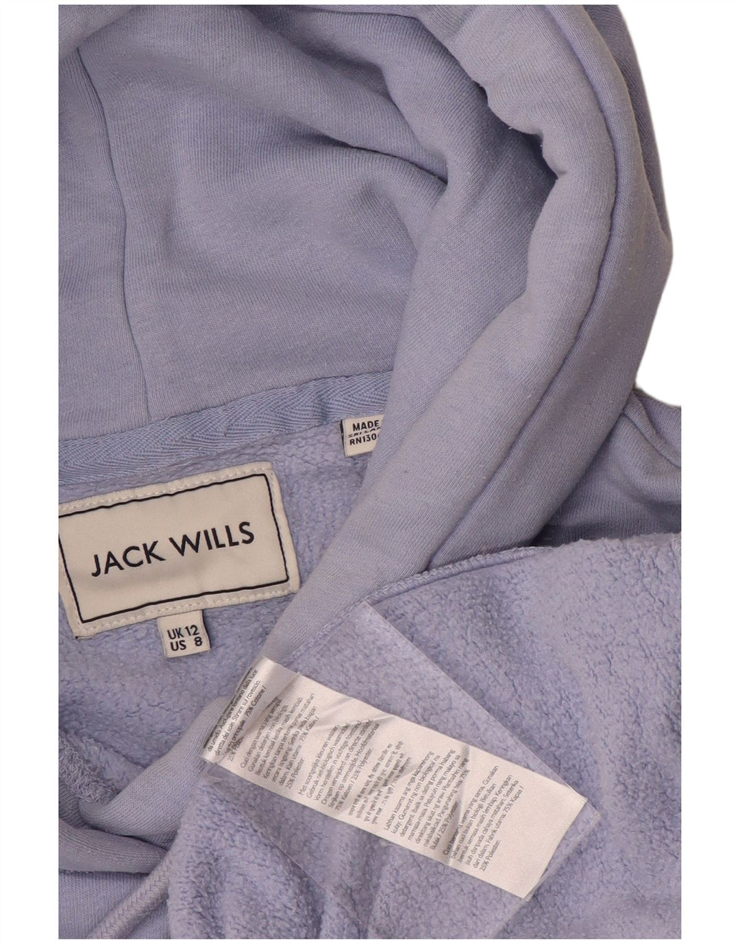 JACK WILLS Pulover cu glugă cu grafic pentru femei UK 12 Bumbac violet mediu