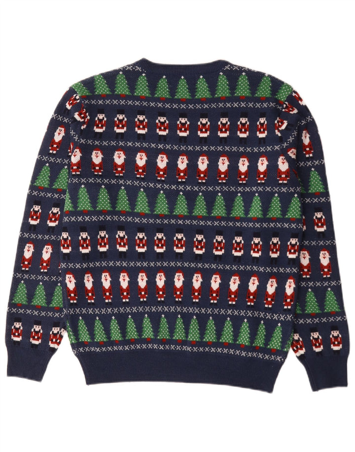 Pulover pentru bărbați Marks & Spencer cu gât crew pulover mic albastru geometric
