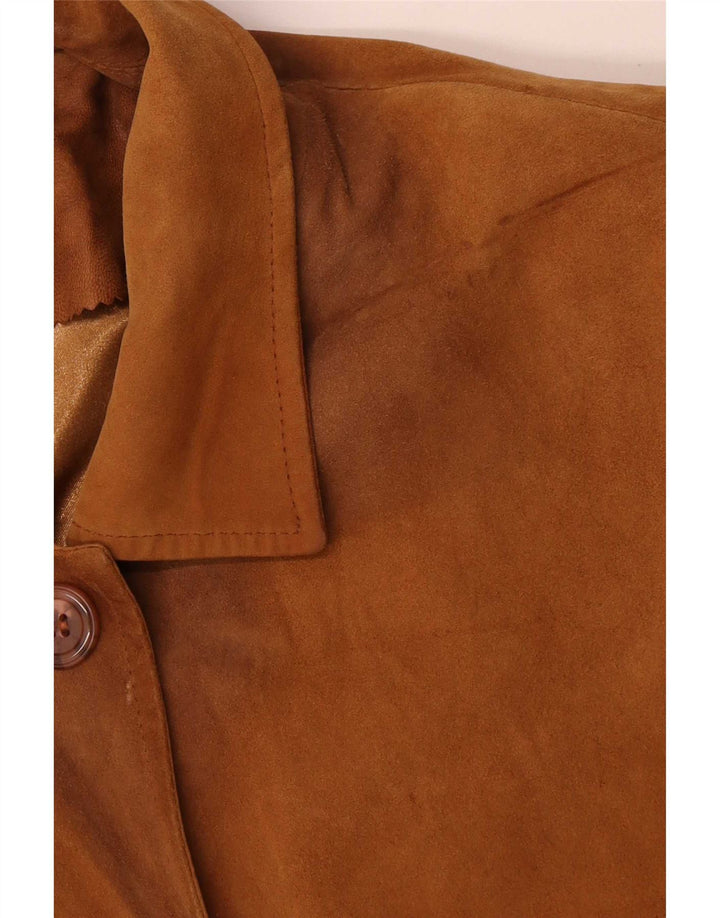 Palton supradimensionat din piele vintage pentru femei UK 20 2XL piele maro