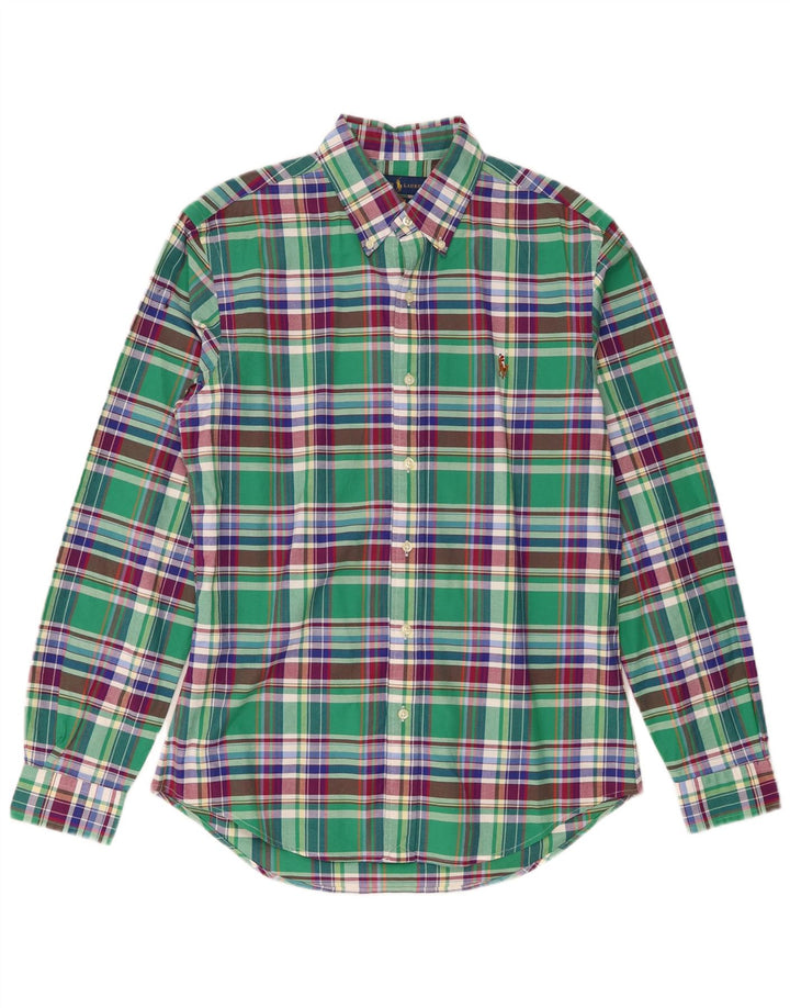 Cămașă pentru bărbați Ralph Lauren slim fit, bumbac verde mediu cu carouri