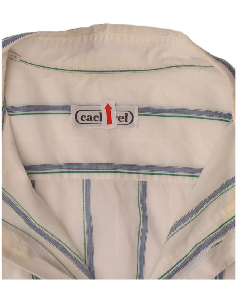 CACHAREL Mens Short Sleeve Shirt Size 16 41 Large White Striped Vintage Cacharel and Second-Hand Cacharel from Messina Hembry 