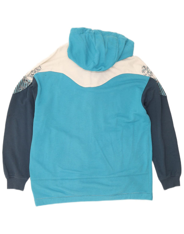 Pulover cu glugă cu fermoar vintage pentru femei Ellesse UK 10 Small Blue Colorblock