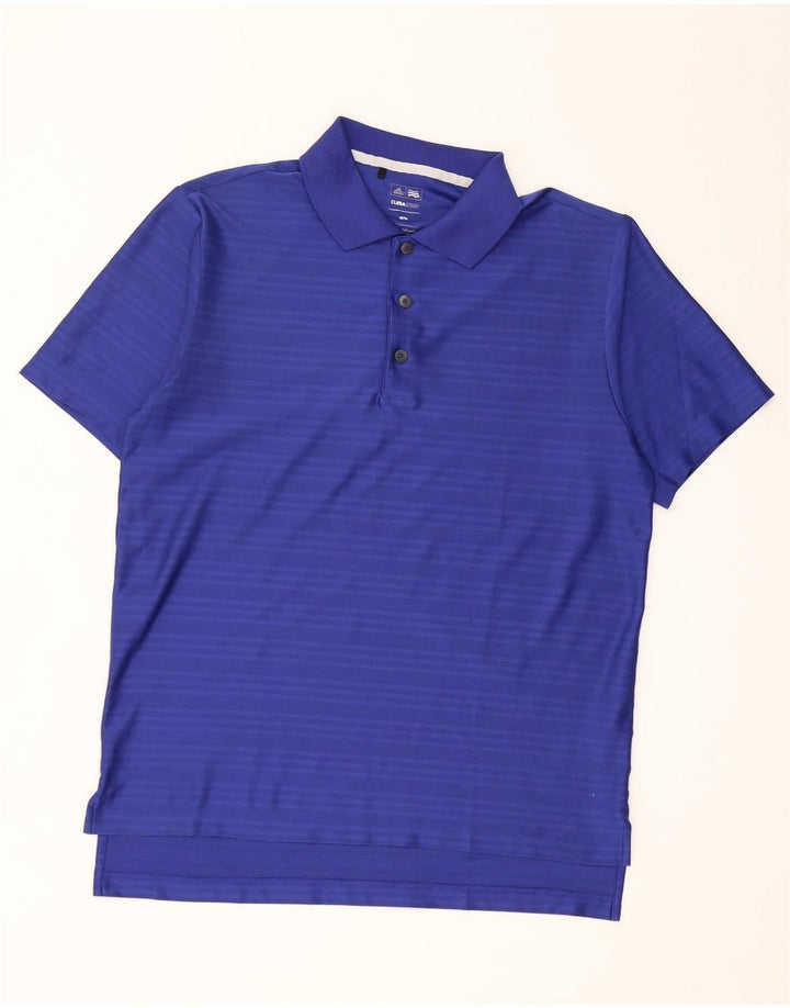 Tricou polo Adidas Climacool pentru bărbați, poliester cu dungi albastre medii