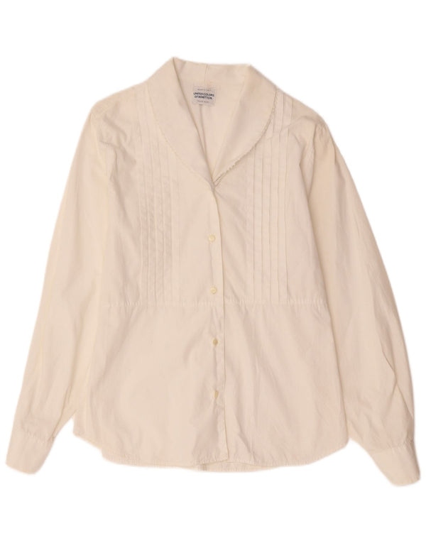 Cămașă Tuxedo pentru femei Benetton UK 12 Medium White