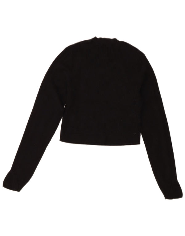 Jack Wills Pulover Crop Crew Deck pentru femei UK 10 Small Black Viscose
