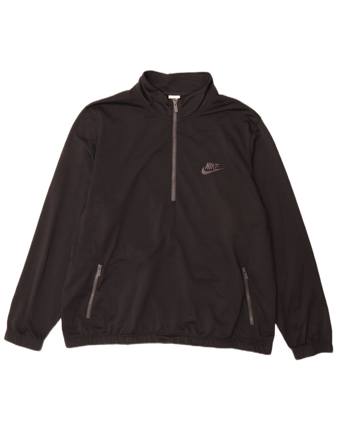 Pulover Nike pentru bărbați, cu fermoar și gât, 3XL, poliester negru