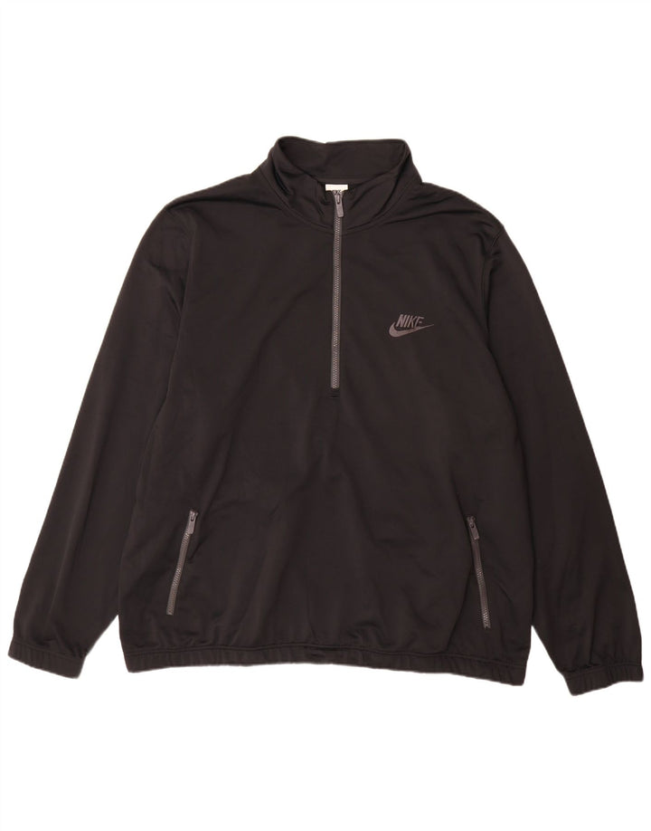 Pulover Nike pentru bărbați, cu fermoar și gât, 3XL, poliester negru
